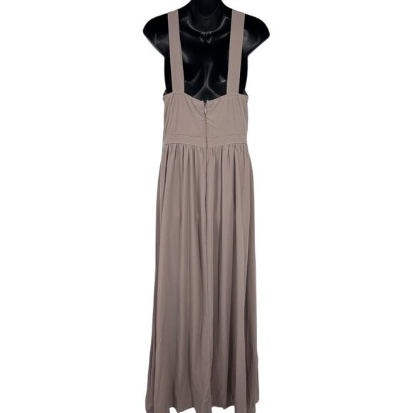 Lulus Womens Taupe Mauve Halter Maxi Dress Large L Line Zip Back Sleeveless New - Picture 3 of 8